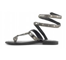 Wrap up laminated leather sandal with studs F0817888-0278 Autentico